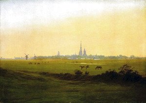 Caspar David Friedrich - Meadows with grab forest