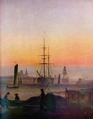 Caspar David Friedrich - Ships in the port of grab forest