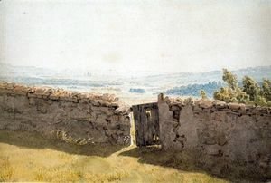 Caspar David Friedrich - Landscape with Crumbling Wall