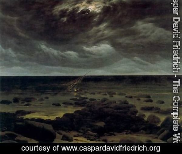 Caspar David Friedrich - Seashore with Shipwreck by Moonlight