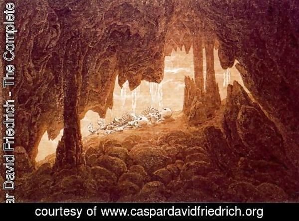 Caspar David Friedrich - Skeletons in a Cave with Stalacties
