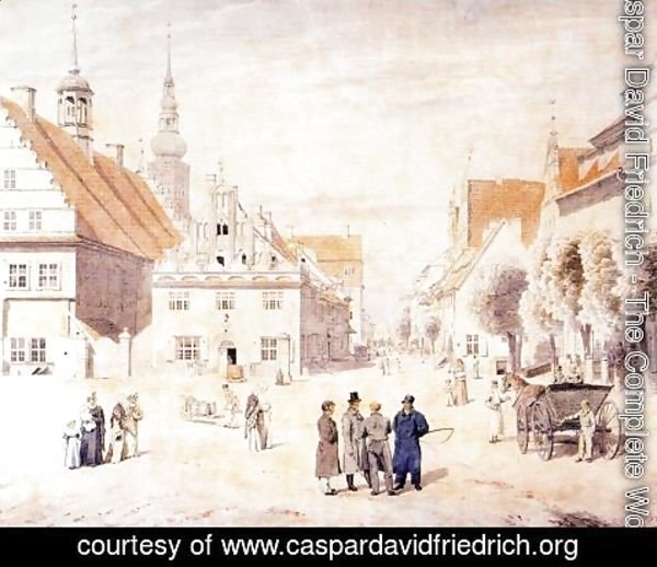 Caspar David Friedrich - The Marketplace in Greifswald