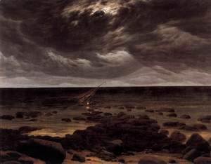 Caspar David Friedrich - Seashore with Shipwreck by Moonlight 2