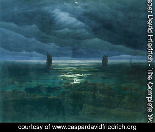Caspar David Friedrich - Seashore By Moonlight