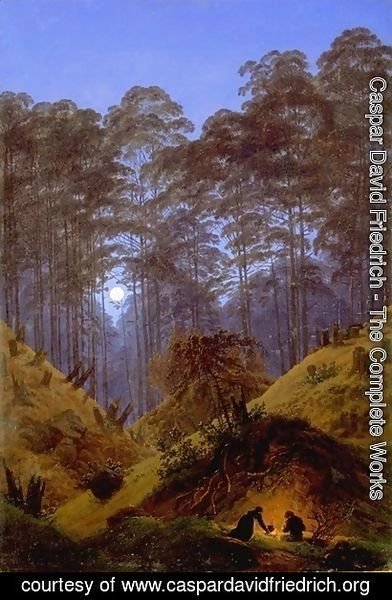 Caspar David Friedrich - Inside the Forest under the moonlight