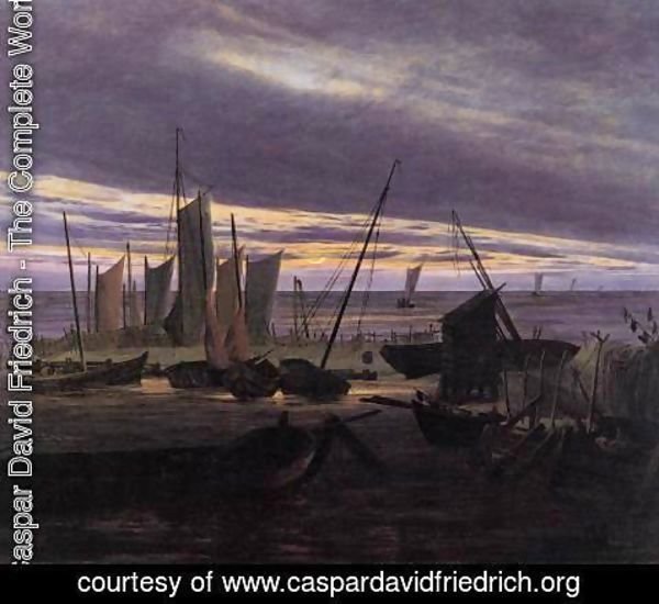 Caspar David Friedrich - Boats in the Harbour at Evening c. 1828