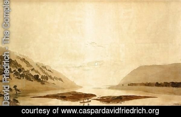 Caspar David Friedrich - Mountainous River Landscape (Day Version) 1830-35