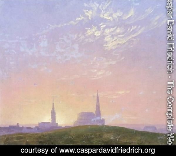 Caspar David Friedrich - Evening: Sunset behind Dresden's Hofkirche (Abend: Sonnenuntergang hinter der Dresdener Hofkirche)