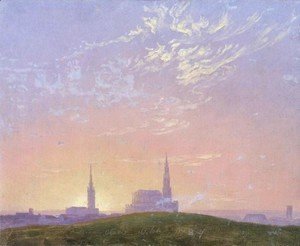 Caspar David Friedrich - Evening: Sunset behind Dresden's Hofkirche (Abend: Sonnenuntergang hinter der Dresdener Hofkirche)