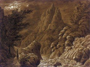 Caspar David Friedrich - Idealised Landscape with Waterfall (Ideale Gebirgslandschaft mit Wasserfall)