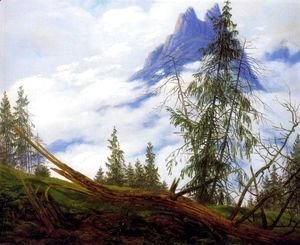 Caspar David Friedrich - Mountain Peak with Drifting Clouds