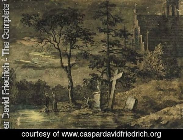 Caspar David Friedrich - Figures contemplating the moon