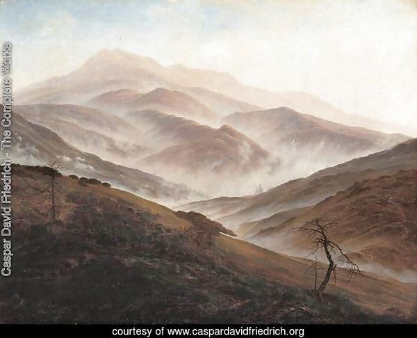 Riesengebirge Landscape with Rising Fog