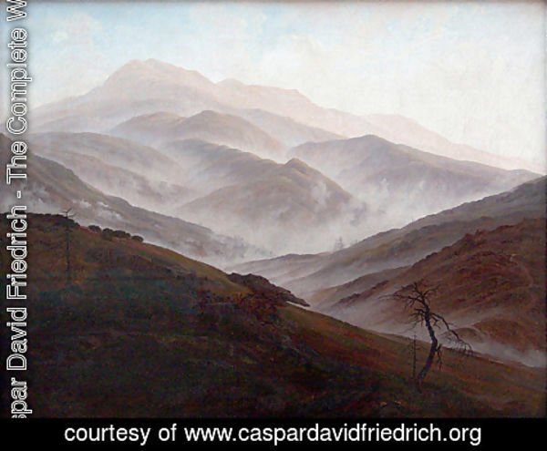 Caspar David Friedrich - Paysage de Riesengebirge avec la brume montante