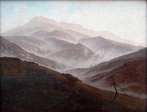 Caspar David Friedrich - Paysage de Riesengebirge avec la brume montante