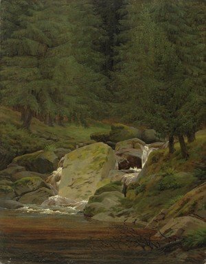 Caspar David Friedrich - Pines at the waterfall