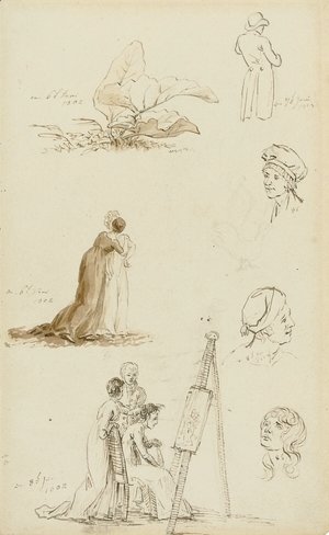 Caspar David Friedrich - Study of heads, figures, and foliage