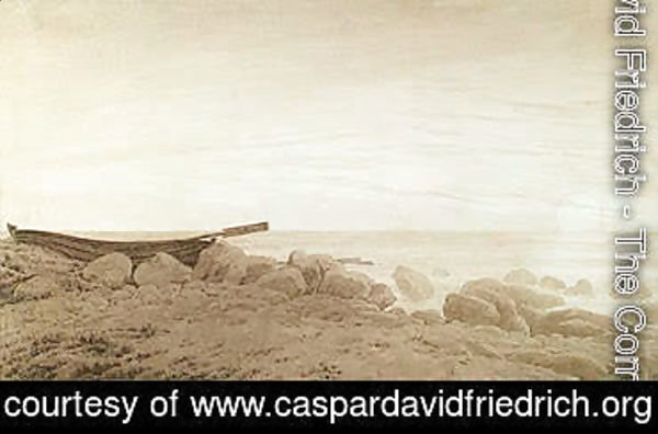 Caspar David Friedrich - Boat on the Shor. Moonrise