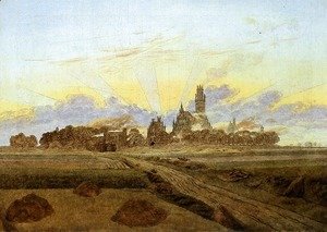 Neubrandenburg in Flames (Sunrise near Neubrandenburg) c. 1835