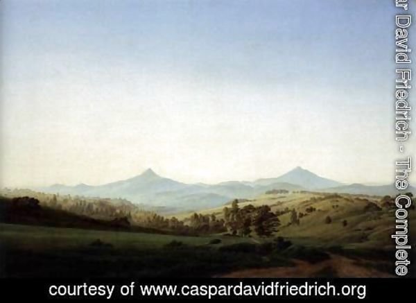 Caspar David Friedrich - Bohemian Landscape with Mount Milleschauer 1808